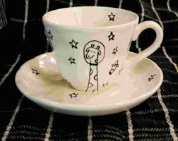 Custom Cute Giraffe Astronaut Teacup Mug Set Star and Moon ...