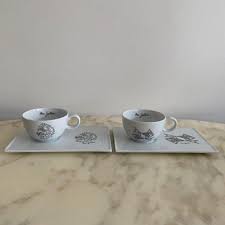 Porcelain Cups with Saucers by Jean Cocteau, 20th Century ...
