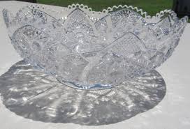 Vintage Imperial Glass Clear Large Bowl Daisy & Button ...