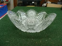 AMERICAN BRILLIANT CUT CRYSTAL GLASS OVAL BOWL CENTERPIECE ...