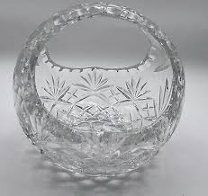 Vintage Crystal Basket Clear Cut Glass with Handle Trinket Candy Dish Grannycore | eBay