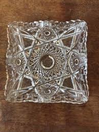 VIntage Pressed Glass 5.5" Inch Square Candy Dish Star ...