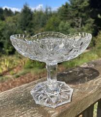 Vintage Lead Crystal Candy Dish Pinwheel Scalloped Fan Foot & Stem 5” X 6” | eBay