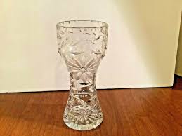 Vintage Clear Floral Cut Crystal Glass Vase 8" | eBay
