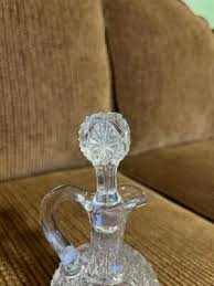 Heavy Crystal Blown Art Glass Oil Vinegar Cruet w/stopper Intricate Pattern | eBay