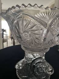 American Brilliant Cut Glass Crystal Punch Bowl - reSettled Life