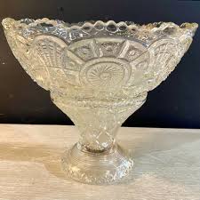 Vintage Pressed Glass Punch Bowl, 12.25"Dia x 10.25"H – The ...