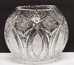 Gorgeous Intricately Clear Cut-Glass Crystal Rose Bowl Vase 6" | eBay