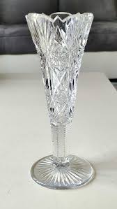 Boho Crystal Tulip Vase - Sophisticated Star/cross-hatched/leafy Patterns. Notched Hexagonal Stem. 21cm Height - Etsy