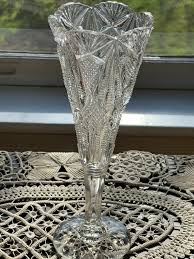 8" Bud Vase Magna Clear by Co-operative Flint Merican Brilliant Tall Deep Cut Flared Vase Excellent Condition - Etsy