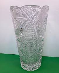 Antique American Brilliant Large Flower Vase, 12" ABP Pinwheel Cut Glass Vase, Antique Diamond Cut Vase, Large Sharp Cut Glass Vase, Good - Etsy Israel