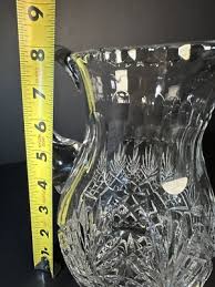 Lead Crystal Glass Pitcher From Poland 8”X 6” Starburst Pattern VTG Elegant | eBay