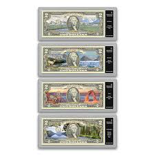 Greatest National Parks $2 Bill Currency Set With Color Art