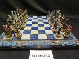Sold at Auction: Civil War themed chess set, highly detailed ...