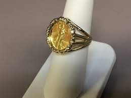14k Yellow Gold Fancy Ladies Ring, 1/10oz Coin | eBay