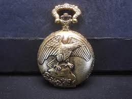 Sold at Auction: MEDANA QUARTZ GOLD COLORED EAGLE SYMBOL POCKET WATCH, NOT WORKING NEEDS BATTERY!