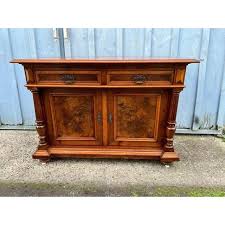 Early 20th Century Victorian Eastlake Style Solid Walnut and Burl Wood Server Cabinet | Chairish