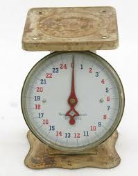 25# Platform Spring Scale Red Blue Dial Glass Face Ugly Metal - Quirky VINTAGE | eBay