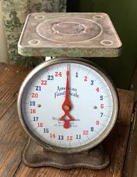 Vintage Green Metal Amercian Family Scale; Weighs up to 25 Pounds by Ounces; Glass Face Cover; Red & Blue Numbers and Red Metal Dial - Etsy