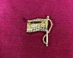 Vintage-brooch-pin-american Flag-gold-red-white-blue-rhinestones-jewelry-accessories - Etsy