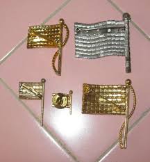 MS 5 Vintage Rhinestone USA Flag Pins Brooch Red White Blue Rafaelian Stars Stripes | EstateSales.org