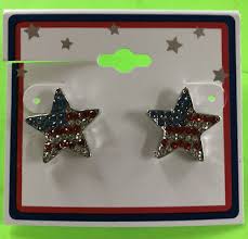 AMERICAN FLAG STAR STUD EARRINGS | eBay