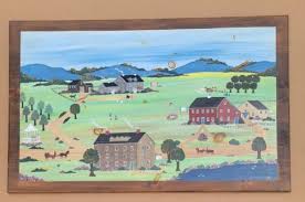 Large Folk Art Painting by Virginia Young Mountain View Inn ...