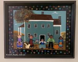 Handpainted American Folk Art Scene Painting - Fall in Front ...
