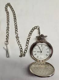 Open Face Quartz Pocket Watch 13" Chain Mechanical ...