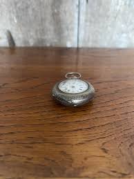 Antique Silver Pocket Watch Chiseled Decor Vintage ...