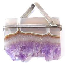 MESMERIZING AMETHYST GEODE SLICE STERLING SILVER PENDANT | eBay