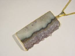 BUTW Gold Electroformed Amethyst Geode Slice Pendant with ...