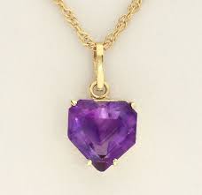 Natural Amethyst Heart Pendant Necklace 2.65CT Yellow Gold ...