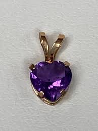 10 Kt yellow gold Heart Pendant with Amethyst | eBay