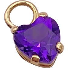Small February Birthstone Charm 14K Gold and Amethyst .42 ...