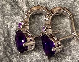 Vintage Sterling Silver Amethyst Set With Ring, Necklace and Earrings. - Etsy