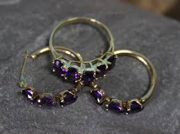 1980's Vintage 10k Solid Gold Amethyst Ring & Earring Set 3.6 Grams Size 8 Solid 10K Yellow Gold Amethyst Ring Vintage Amethyst Earrings