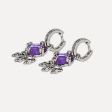 14K White Gold Amethyst Dangle Earrings For Sale at 1stDibs