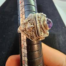 Vtg 925 Sterling Silver Poison Ring Sz 7.5" Swirl Ornate w ...