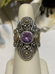 Vintage Amethyst Sterling & 18KT Gold Ring Size 5.5 | eBay
