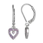 Girls Lab Created Cubic Zirconia Sterling Silver Heart Drop Earrings - JCPenney