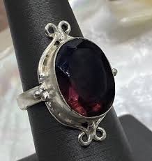VINTAGE STERLING SILVER AND AMETHYST STONE RING SIZE 7.75 | eBay