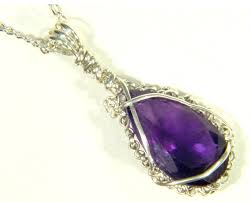 Sterling Wire Wrapped Pear Faceted Amethyst Gemstone ...