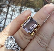 18k Gold Amethyst Retro Wedding Engagement Cocktail Ring ...