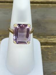 14kt Yellow Gold Emerald Cut Amethyst Ring | eBay