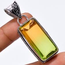 Bio Color Quartz Gemstone Fashion Jewelry 925 Sterling Silver Pendant 2" ARP2090 | eBay