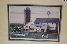 Sold at Auction: Naomi Limont Vintage Print - Farm and Cow Scene 401/950