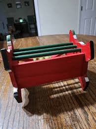 Vintage Handmade Wood Santa Christmas Holiday Basket w ...