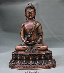 8" Tibet Buddhism Temple Red Bronze Shakyamuni Amitabha ...