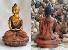 antique Sheet metal old bronze carved Amitabha statue Buddha ...